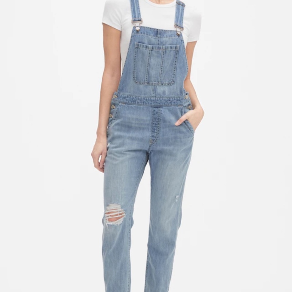 GAP Distressed Denim Overalls